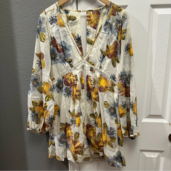 Free People Strawberry Fields Mini Dress Size Small Ivory - Picture 6 of 10